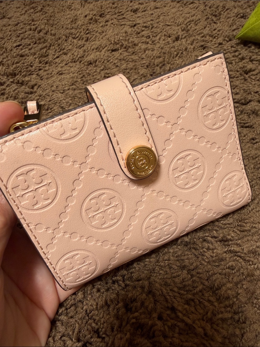Tory Burch Blush pink Embossed Leather Snap Wallet